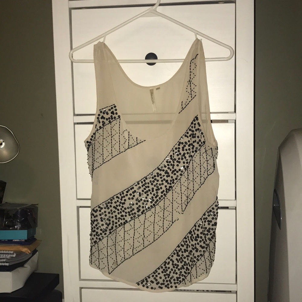 Silk tank with embellishments. Size small.